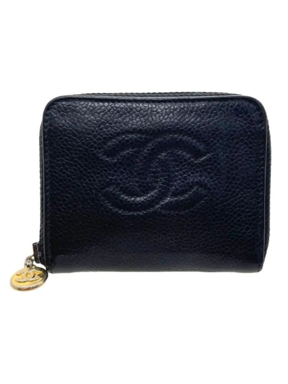 Chanel CC Vintage Caviar Timeless Coin Purse Pouch Key Chain Charm Bag